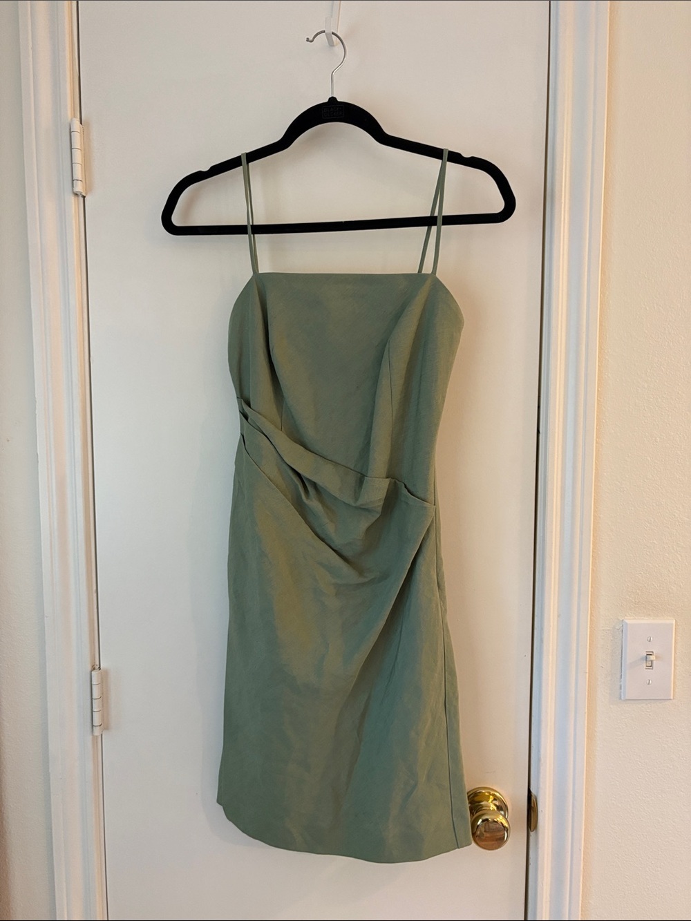Theory Linen Green Strappy Mini Dress